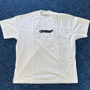 Off-White Men's White T-Shirt- Blur Book Logo- Oversize Mens M
